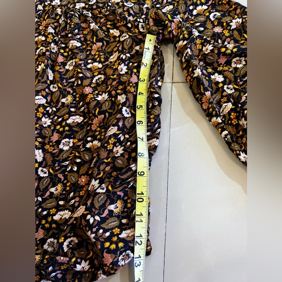 KNOX ROSE Black Print Smocked Long Sleeve Tie Neck BOHO Hippie Blouse - XL - Picture 14 of 16